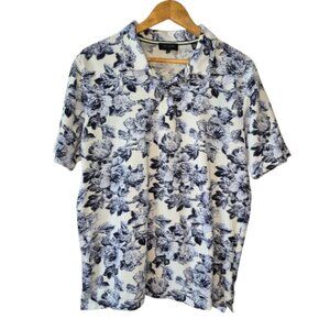 Ted Baker White and Navy Polo Golf Shirt  Ted Size 4 = US Large